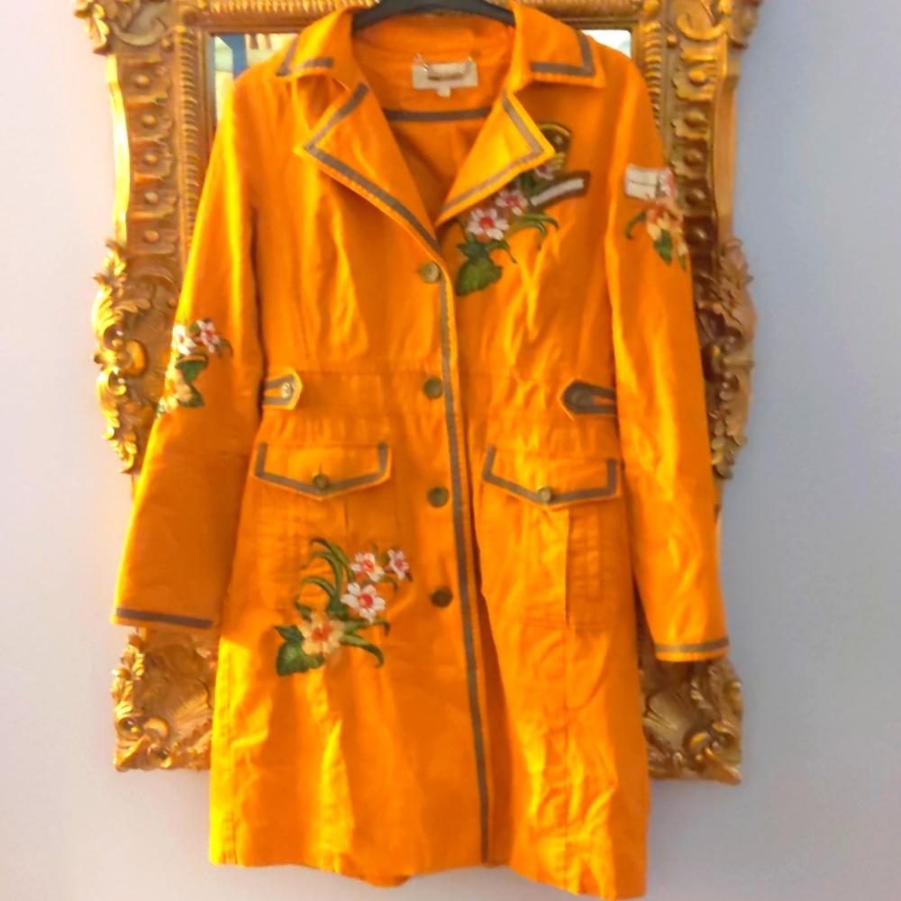 Karen Millen Orange Embroidered Coat